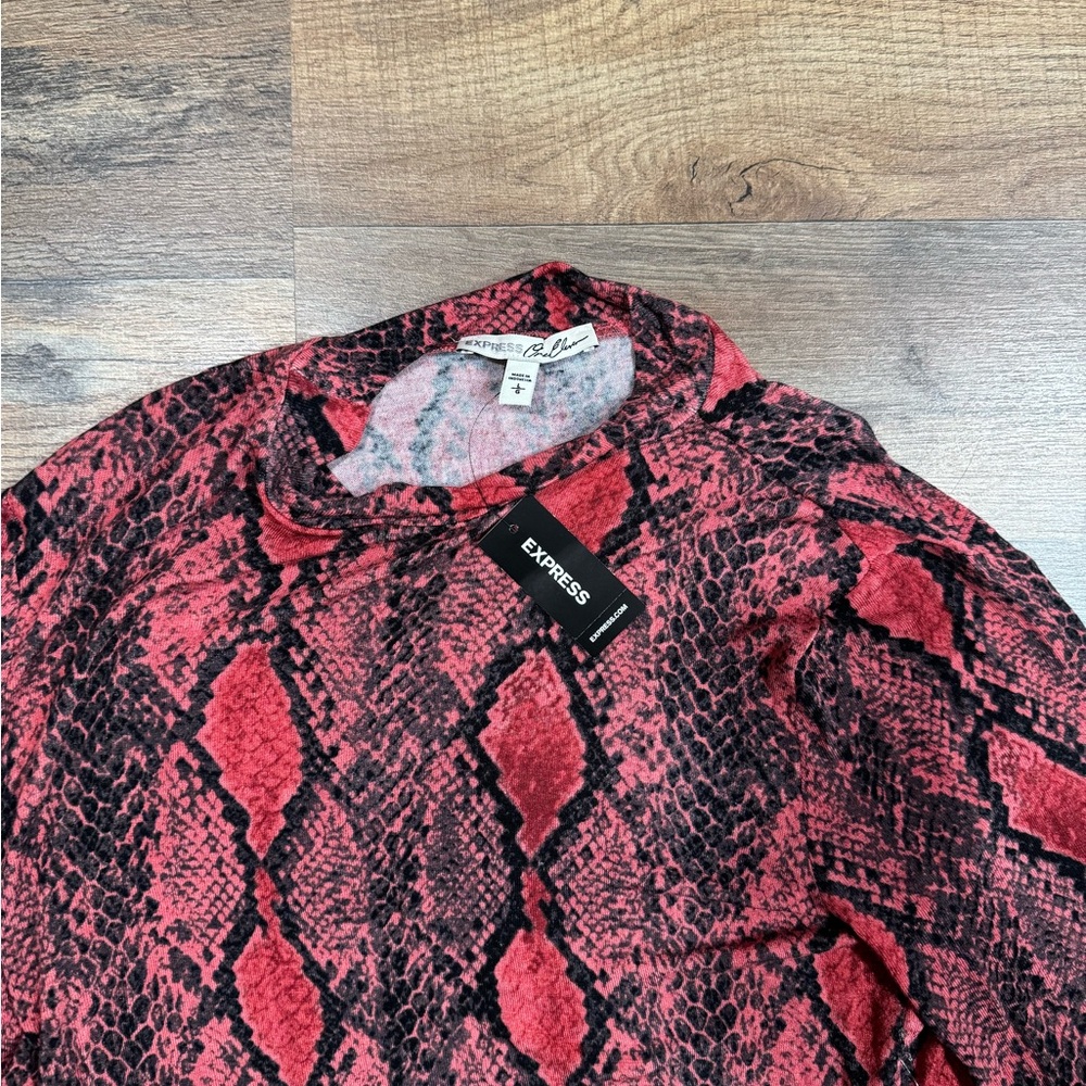Express Red and Black Snake Print Top - Picture 2 of 5